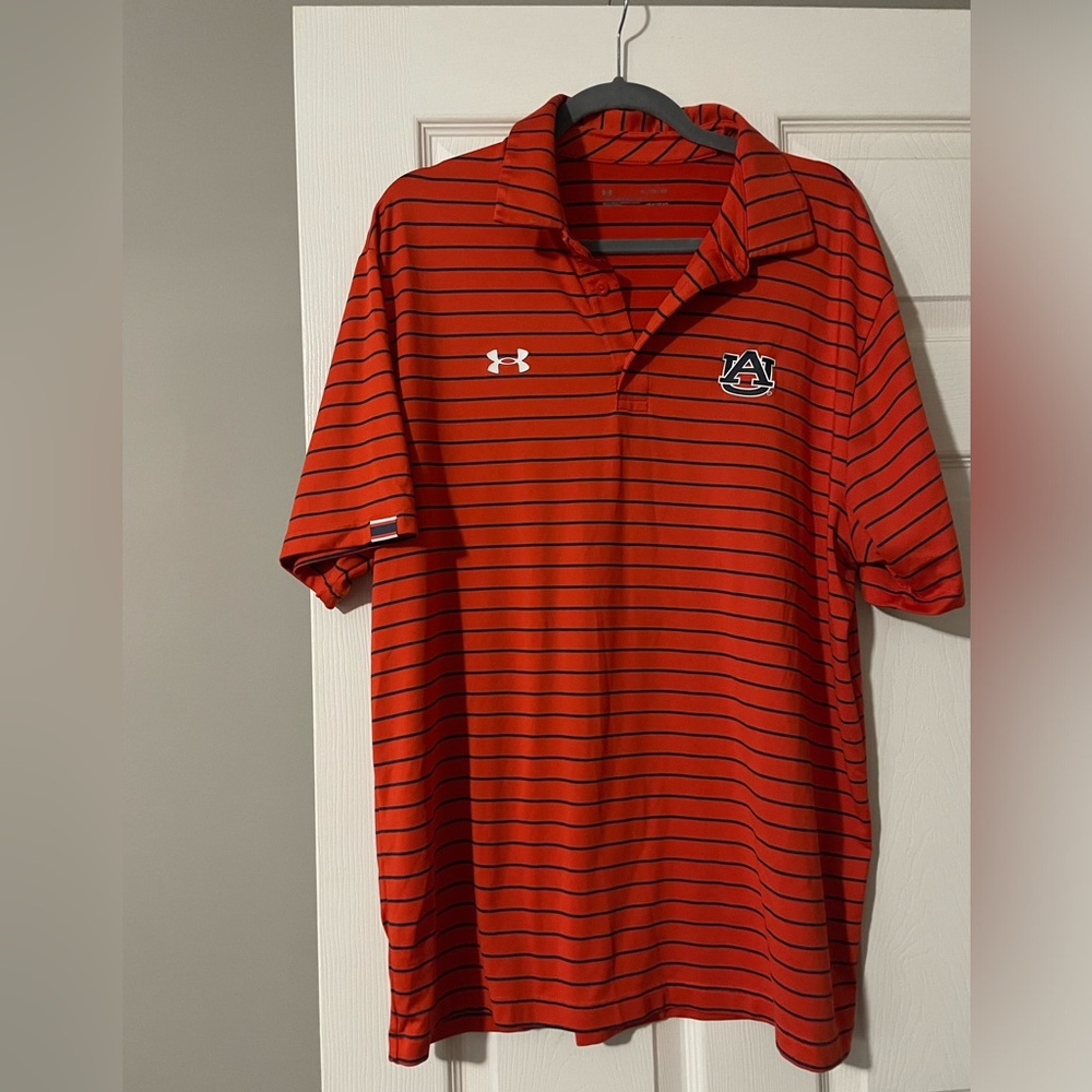 Men’s Under Armour Auburn golf polo XL Orange/Blue striped